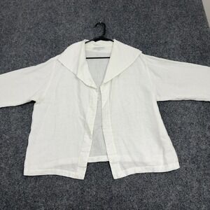 Christopher Calvin Shirt Womens L White Linen Open Front Shawl Collar Minimalist